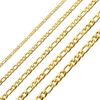 Cadena de Acero Inoxidable con Eslabones Cubanos y Figaro, Chapada en Oro Real de 14K, 18K, 24K, de 3mm, 5mm, 7mm, para Hombre y Mujer