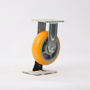 Rueda giratoria universal de 4, 5, 6 y 8 pulgadas, de hierro, para uso industrial, con núcleo de aluminio, TPU amarillo, de alta resistencia, base plana - Product Image 1