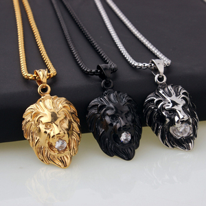 Collana con Pendente a Forma <span class=keywords><strong>di</strong></span> <span class=keywords><strong>Leone</strong></span> in <span class=keywords><strong>Oro</strong></span> 18k Stile Punk, Gioielli Hip-Hop in Acciaio Inossidabile, Ciondolo a Testa <span class=keywords><strong>di</strong></span> <span class=keywords><strong>Leone</strong></span> da 25mm con Catena a Maglia - Product Image 3