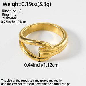 Bagues ou alliances tendance et simples en acier inoxydable plaqué or 18 carats pour femmes - Product Image 6
