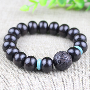 Black Sandalwood Beads <b>Bracelet</b> 14Mm Abacus Design Carved Buddha Men Women Gift Jewelry - Product Image 3