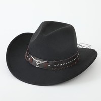 Chapeau de cowboy style jazz, grand chapeau d'équitation, quatre saisons, pour hommes et femmes, style ethnique, Niutou, chapeau de couple, protection solaire, imperméable, polyester