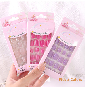เล็บปลอมเด็กแบบกดติดลายตาแมว สำหรับเด็กอายุ 7-12 ปี สีใสแบบน้ำแข็ง ถอดออกได้ พร้อมกาวเจล สติ๊กเกอร์ติดเล็บเด็ก - Product Image 4