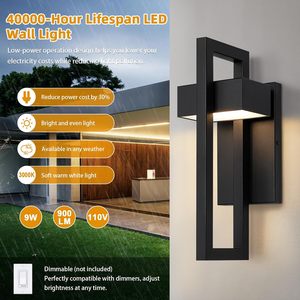 Hiện đại Matte Đen ngoài trời Đèn tường 3000K tích hợp LED chiếu sáng lịch thi đấu 2-mảnh thiết lập cho cửa trước hiên nhà sân thượng - Product Image 2