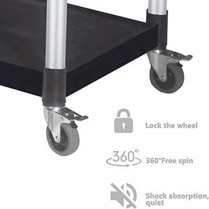 Kereta Dorong Dapur 3 Tingkat, Kereta Dorong Utilitas Restoran <span class=keywords><strong>Dolly</strong></span> dengan Tiga Rak Tanpa Suara dengan Roda Dapat Dikunci - Product Image 3