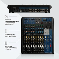 Console de mixage analogique 14 canaux - Utilisation professionnelle audio et DJ, Bluetooth intégré, enregistreur intégré, enregistrement USB