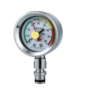 Medidor de pressão de água com ponteiro de memória, medidor de pressão de alta precisão para indústria de mineração 60/80mpa, 2.5%