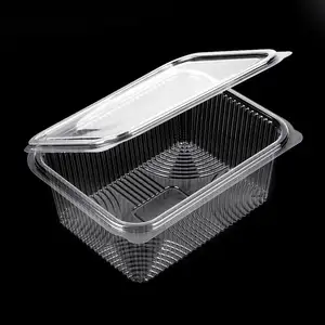 Custom Large Size Rectangle Disposable Food Container Clear Plastic Food Box Packaging With Logo