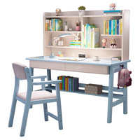 Escritorio de Estudio Ergonómico de Madera Maciza para Niños con Estantería Integrada y Gestión de Cables para Dormitorio u Oficina en Casa