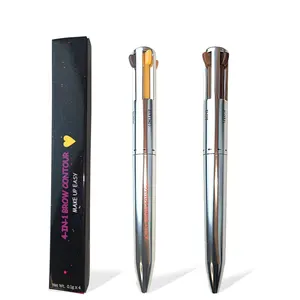 Groothandel Eye Brow Private Label Markeerstift Potlood Contour Wenkbrauw 4in1 Functie Make-Up Pen