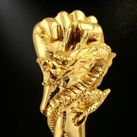 Trophée en résine personnalisé Polyn Golden Sport Star Dragon Fist Design Metal Crystal Awards, fait main, 28 cm, gravure personnalisée