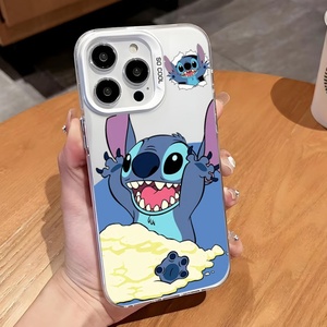 Coque de téléphone portable motif dessin animé mignon imprimé UV pour iPhone 17 Pro Max 16 15 Plus 15 14 13, couleurs argentées, coque arrière IMD - Product Image 4