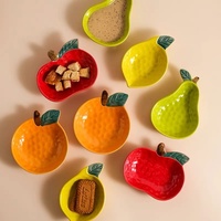 Schattig gepigmenteerd fruitvormig keramisch bordje, wegwerpbaar snackbordje voor feestjes, hotpot en sauzen serveren