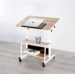 Bureau en bois multifonctionnel, polyvalent, pratique, durable, moderne, mobile, réglable en hauteur avec étagère de rangement pour usage domestique - Product Image 5