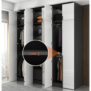 <b>Modern</b> Minimalist Hinged Door Wardrobe With Hanging Storage For Bedroom 15Mm Thickness - Product Image 1