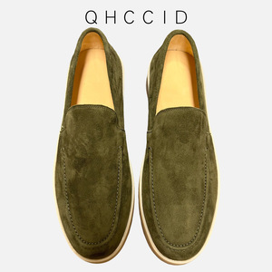 Mocassins en daim vert olive pour homme, chaussures décontractées à talon bas, légères, semelle souple, style pêcheur - Product Image 3