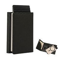 Portefeuille intelligent minimaliste à double pliage pour homme, avec porte-cartes fin escamotable, blocage RFID, étui à cartes en métal aluminium