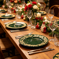 Assiettes de Présentation Vertes Réutilisables en PP pour Noël, Vente en Gros, OEM, pour Mariages, Centres de Table Festifs et Décoration de Table