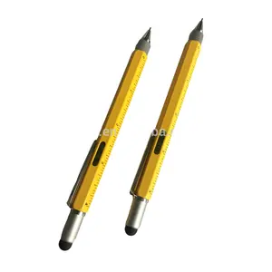 Stylo à bille en métal multifonctionnel, niveau tournevis et balance stylo à bille 6 en 1