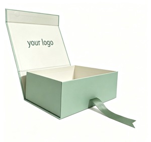 Caja de Regalo Rígida con Logotipo Personalizado, Rectangular, Cartón Color Marfil, Cinta de Satén, Impresión UV, Empaque de Alta Gama - Product Image 2