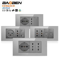 BAOBEN Panneau de prise italienne EU avec USB-C et USB-A, Module d'interrupteur DIY gris