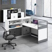 Système de poste de travail extensible ML Modern pour 2 à 8 personnes, bureau commercial en forme de L, panneau en aluminium et bois, environnement partagé à domicile