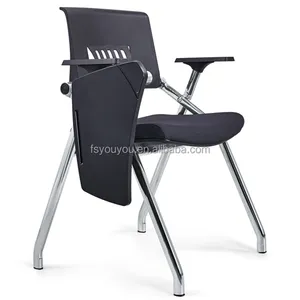 Office building metal frame Study Conference Writing Tablet fabric Training Office folding training chair with writing table