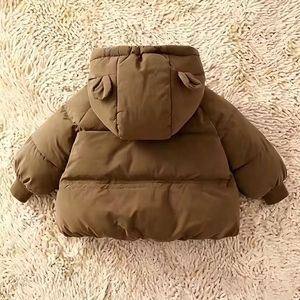 Veste chaude unisexe à <span class=keywords><strong>capuche</strong></span> oreilles d'ours pour bébé 2026 - Manteau d'hiver épais en coton coupe-vent <span class=keywords><strong>avec</strong></span> fermeture éclair pour enfants - Product Image 4