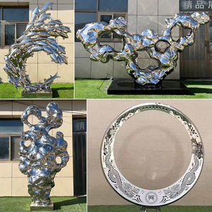 Urban Commercial Abstract Outdoor Decorative Luminous Art <b>Ornament</b> <b>Large</b> Stainless Steel Sculpture - Product Image 2