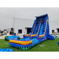 Toboggan aquatique gonflable géant en PVC avec piscine à jets d'eau, toboggan de parc aquatique extérieur pour enfants et adultes, amusement estival en plein air