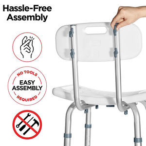 Manxi Shower Chair <b>Adjustable</b> <b>Height</b> Non Slip Bathroom <b>Stool</b> For Elderly Safety Seat With Backrest - Product Image 3