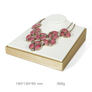 Minglu thiết kế mới PU da trang sức hiển thị đứng trang sức cửa hàng truy cập hiển thị trắng & vàng màu Trang sức Kệ đạo cụ - Product Image 6