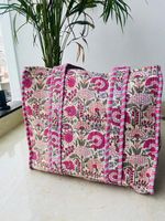 Sac fourre-tout en coton imprimé à la main, fournisseur direct d'usine, sac fourre-tout en coton pur imprimé à la main, sac de courses écologique