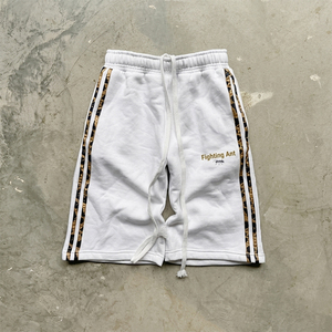 Shorts rayés en coton ample à taille élastique, style streetwear hip-hop, avec empiècements latéraux, collection été, de Fighting Ant Factory Supply - Product Image 1