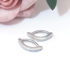 Titanium <b>Opal</b> Navel <b>Ring</b> Channel Setting Geometric Design Steel Gold Color Gift Jewelry - Product Image 2