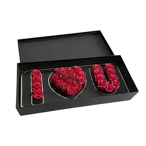 Benutzer definierte kreative Ich liebe dich schwarz und Gold Muttertag denotative Blumen seife Geschenk box