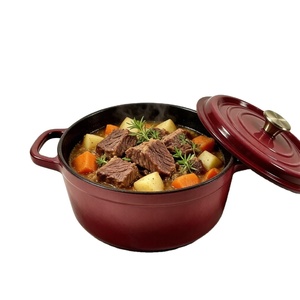 Panci Casserole Bulat Berlapis Enamel Besi Cor Anti Lengket Dengan Gagang Stainless Steel, Aman Untuk Kompor Induksi, Peralatan Masak Grosir - Product Image 5