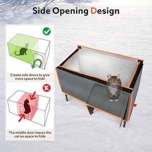 Большой домик для кошек с подогревом, утепленный всепогодный домик для бездомных кошек, с дверцей для выхода на улицу - Product Image 6