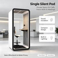 Cabine téléphonique portable insonorisée, bureau privé modulaire, éclairage réglable, écologique, pour télétravail