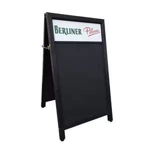 Desain disesuaikan berdiri di luar ruangan Menu papan tulis hitam kayu populer bingkai papan tulis untuk bar restoran