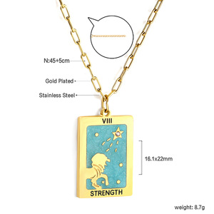 Collar con tarjeta de Tarot de Aisen, colgante redondo de acero inoxidable con forma de ojo de luna, joyería artística Retro para mujer - Product Image 5