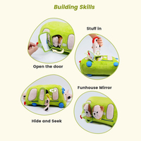 Jouet interactif pour chien en peluche couineur en forme de bus, jouet de confort pour bébé, jouet à mâcher durable pour petits et moyens chiens avec distributeur de friandises