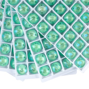 OLeeya Sparkle Top 5A Bevel Glass Round Rivoli Neon Colors Sewing Strass Big Crystals Flat Back Sew on Rhinestones for Jewelry - Product Image 4