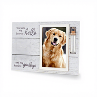 Cadre photo commémoratif pour animaux de compagnie avec construction en MDF, flacon en verre imprimé UV, souvenir de poils, design de bouteille avec empreinte de patte pour chiens et chats