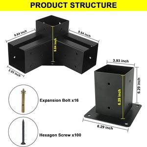 Pergola <span class=keywords><strong>Bracket</strong></span> kit, Roof Wall Mount mở rộng <span class=keywords><strong>Bracket</strong></span> Kit 4-cách Chân đế cho pergolas, đăng nhập <span class=keywords><strong>cabin</strong></span> ngoài trời pergola 4 "x 4" - Product Image 4