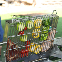 Petit barbecue pliable en acier inoxydable, montage facile, design pliable, barbecue au gaz ou au charbon de bois pour le camping en plein air