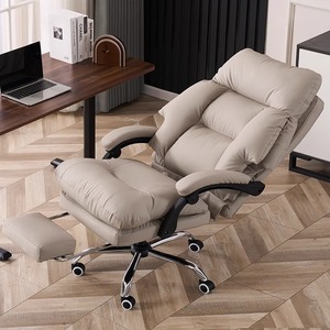 Fauteuil de direction en cuir véritable, réglable en hauteur, pivotant, ergonomique, pour usage domestique ou professionnel. - Product Image 2