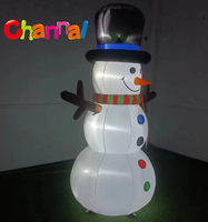 Bonhomme de neige gonflable classique avec chapeau haut-de-forme, bras gonflables, écharpe rayée et lumière LED pour décoration de jardin de Noël