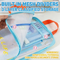Sac fourre-tout multifonctionnel A4 en maille avec porte-cartes et pochette à fermeture éclair pour fournitures scolaires, vente en gros OEM ODM