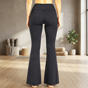 Leggings de Yoga de Cintura Alta para Mujer, Corte Acampanado, Largos, Elásticos en Cuatro Direcciones, Sin Costuras, de Spandex, Color Sólido, Cintura Elástica - Product Image 6